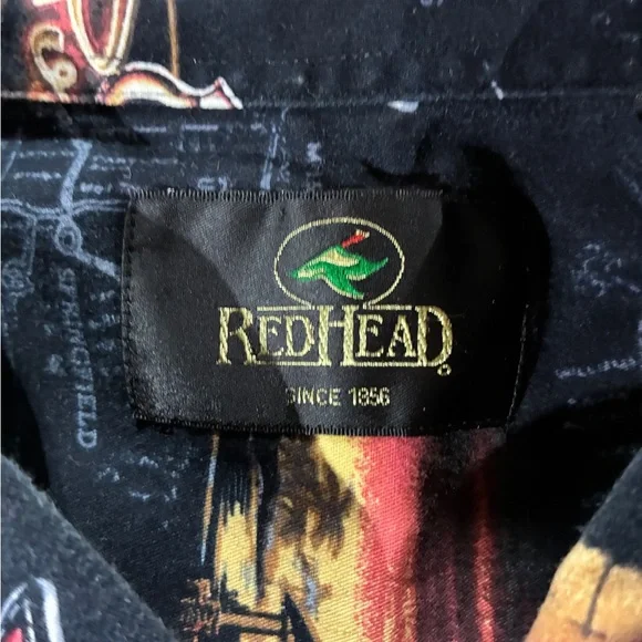 RedHead Men's Black and Orange Car Print Shirt - 4X - Picture 3 of 11